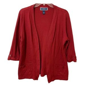 Karen Scott Cardigan - 100% Cotton - Burgundy Red - Size PL